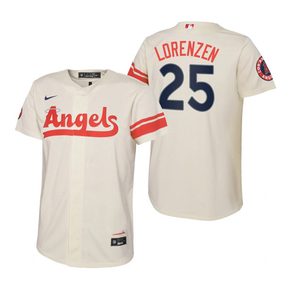 Youth Los Angeles Angels #25 Michael Lorenzen Cream Stitched 2022 City Connect Jersey