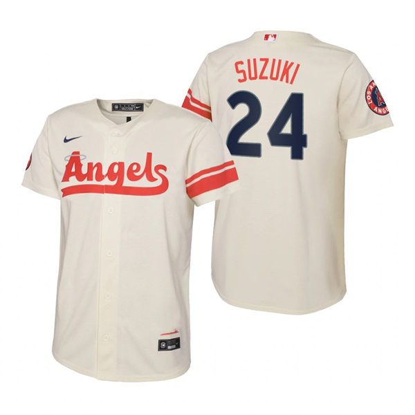 Youth Los Angeles Angels #24 Kurt Suzuki Cream Stitched 2022 City Connect Jersey