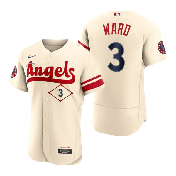Men's Los Angeles Angels #3 Taylor Ward Nike Stitched Cream 2022 City Connect Player Jersey