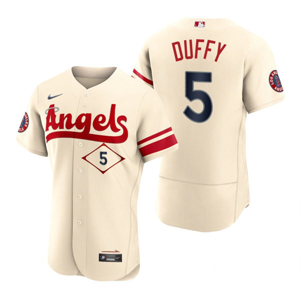 Men's Los Angeles Angels #5 Matt Duffy Nike Stitched Cream 2022 City Connect Player Jersey