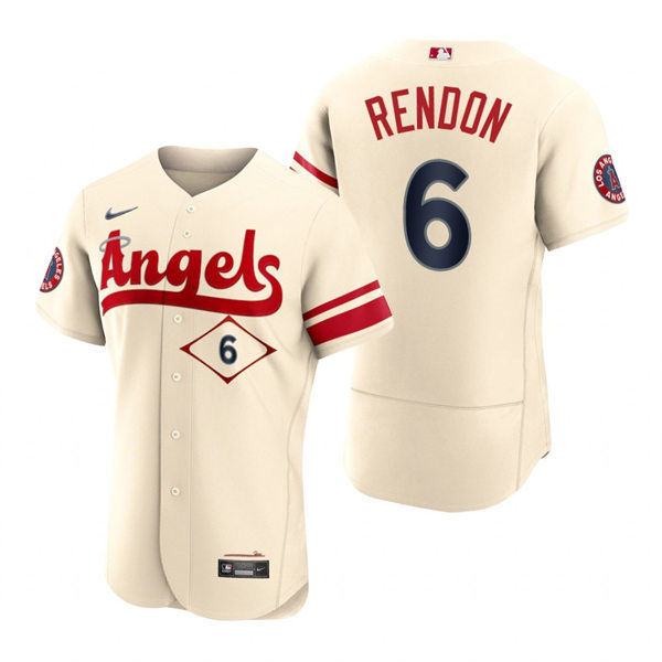 Men's Los Angeles Angels #6 Anthony Rendon Nike Stitched Cream 2022 City Connect Player Jersey