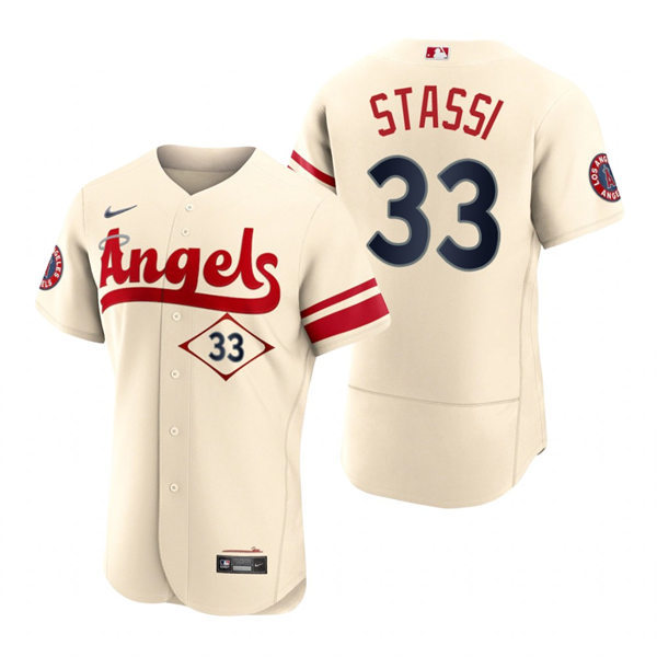 Men's Los Angeles Angels #33 Max Stassi Nike Stitched Cream 2022 City Connect Player Jersey