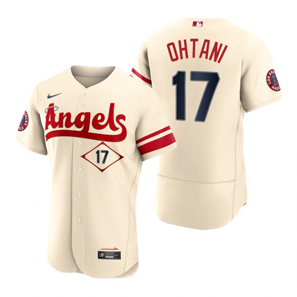 Men's Los Angeles Angels #17 Shohei Ohtani Nike Stitched Cream 2022 City Connect Player Jersey