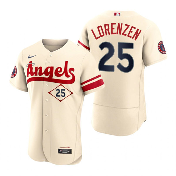 Men's Los Angeles Angels #25 Michael Lorenzen Nike Stitched Cream 2022 City Connect Player Jersey