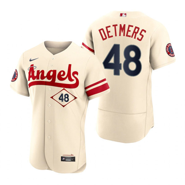 Men's Los Angeles Angels #48 Reid Detmers Nike Stitched Cream 2022 City Connect Player Jersey