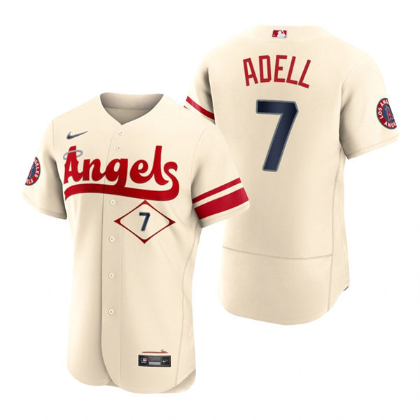 Men's Los Angeles Angels #7 Jo Adell Nike Stitched Cream 2022 City Connect Player Jersey
