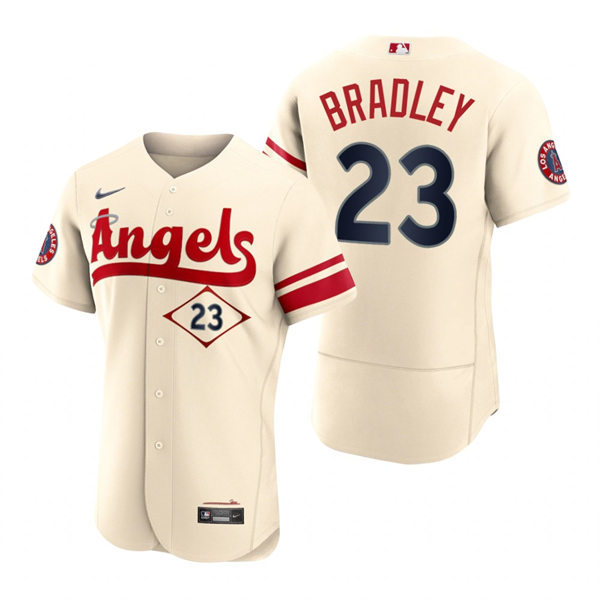 Men's Los Angeles Angels #23 Archie Bradley Nike Stitched Cream 2022 City Connect Player Jersey