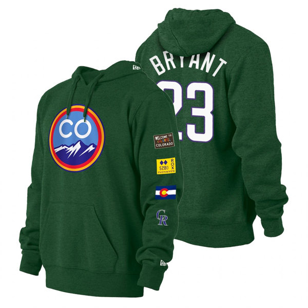 Mens Colorado Rockies #23 Kris Bryant Green 2022 City Connect Pullover Hoodie