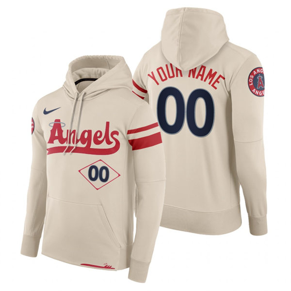 Mens Los Angeles Angels Custom Cream Nike Embroidered 2022 City Connect Pullover Hoodie