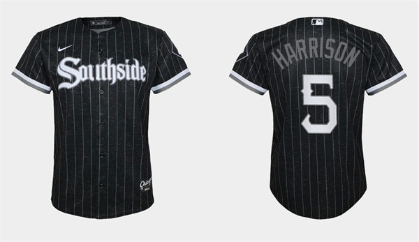 Youth Chicago White Sox #5 Josh Harrison Black 2021 City Connect Jersey