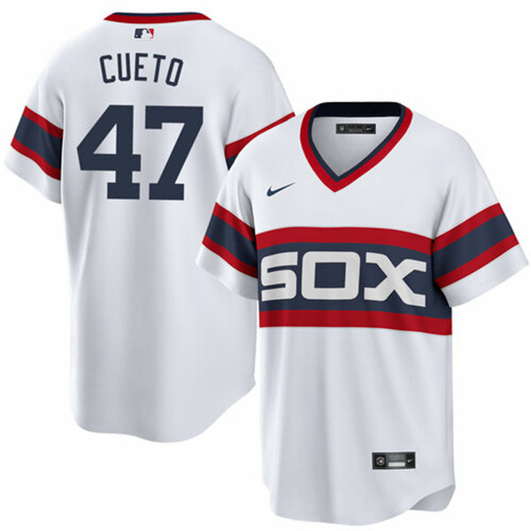 Mens Chicago White Sox #47 Johnny Cueto Nike White Pullover Cooperstown Collection Jersey
