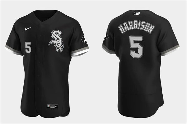 Mens Chicago White Sox #5 Josh Harrison Nike Black Alternate FlexBase Player Jersey