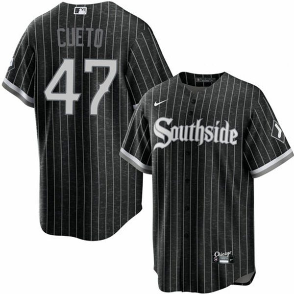 Mens Chicago White Sox #47 Johnny Cueto Nike Black 2021 City Connect Jersey