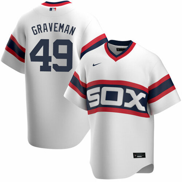 Mens Chicago White Sox #49 Kendall Graveman Nike White Cooperstown Collection Jersey