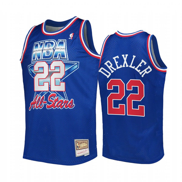 Mens Portland Trail Blazers #22 Clyde Drexler 1992 All-Star Western Conference Jersey Blue