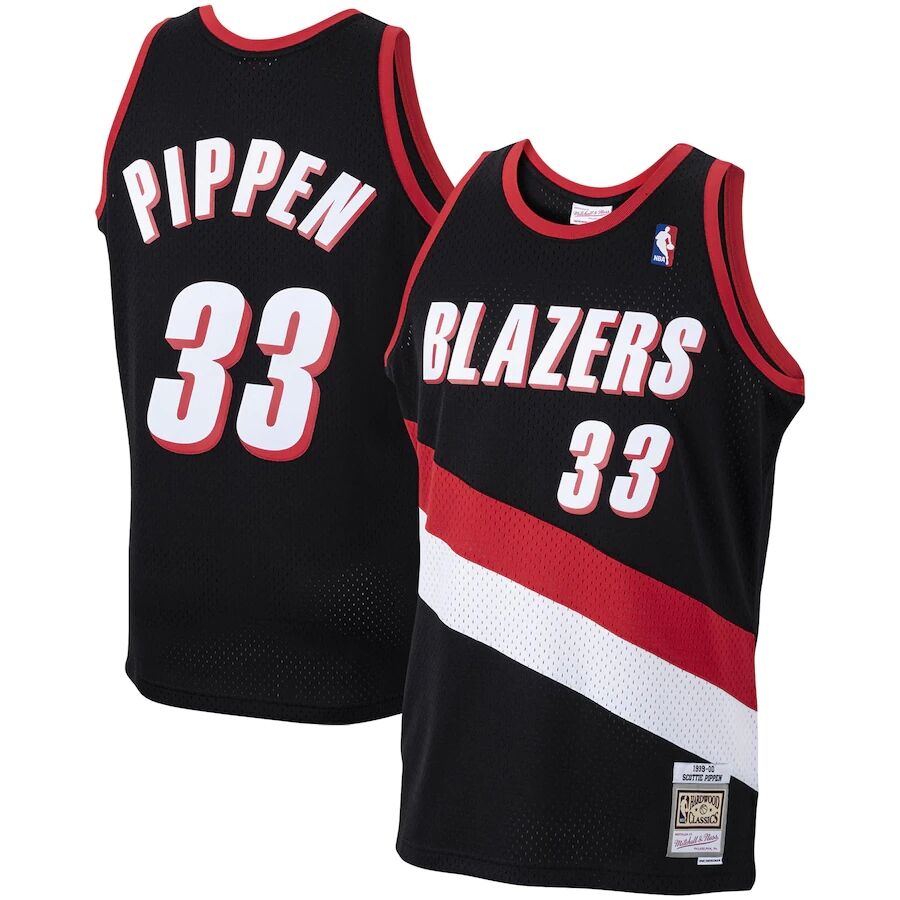 Mens Portland Trail Blazers #33 Scottie Pippen Black 1999-2000 Mitchell & Ness Hardwood Classics Swingman Jersey