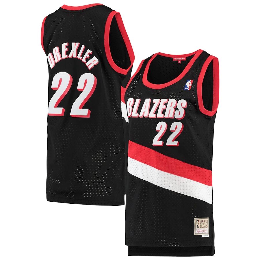 Mens Portland Trail Blazers #22 Clyde Drexler Black 1991-92 Mitchell & Ness Hardwood Classics Swingman Jersey