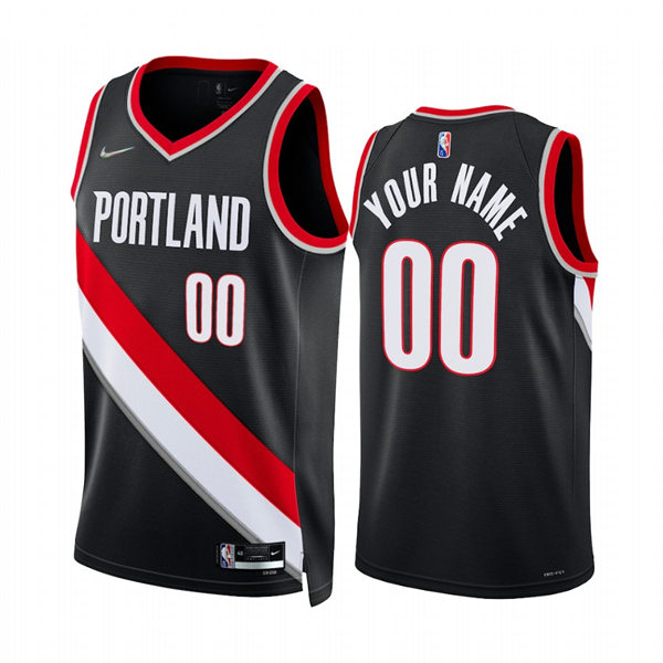 Mens Youth Portland Trail Blazers Custom Black 2021-22 Diamond Nike Icon Edition Swingman Jersey