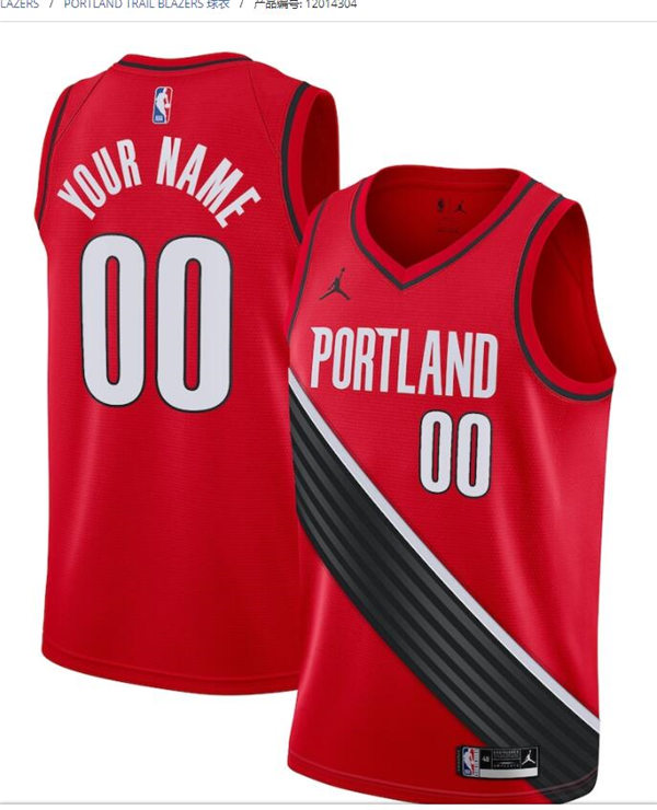 Mens Youth Portland Trail Blazers Custom 2021-22 Diamond Badge Red Statement Edition Jersey
