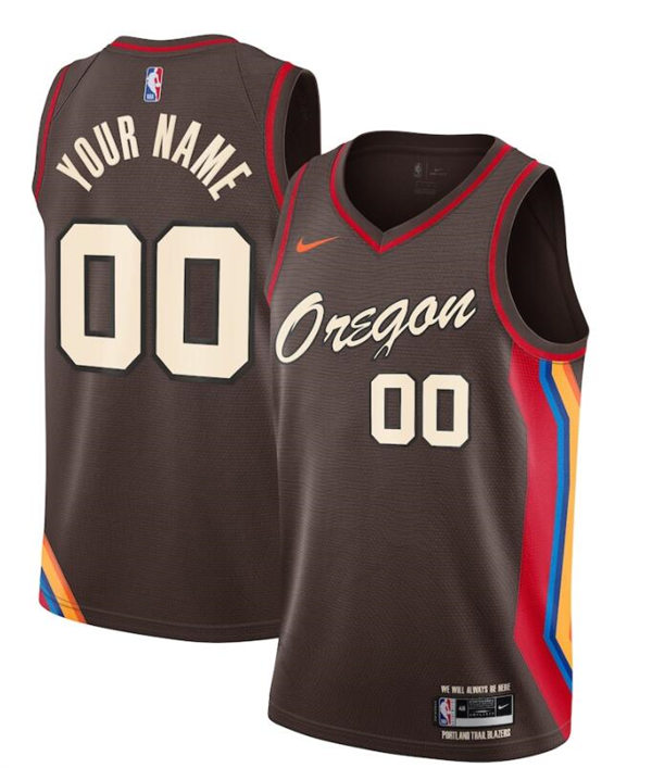 Mens Youth Portland Trail Blazers Custom 2020-21 Chocolate Oregon Nike NBA City Edition Jersey