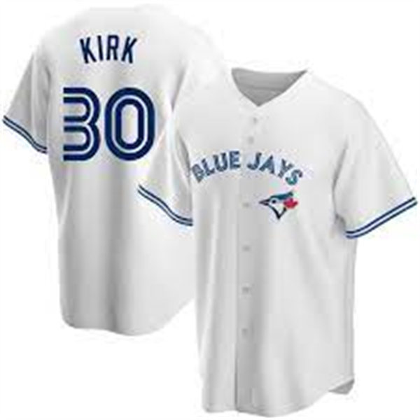 Mens Toronto Blue Jays #30 Alejandro Kirk White Home CoolBase Player Jersey