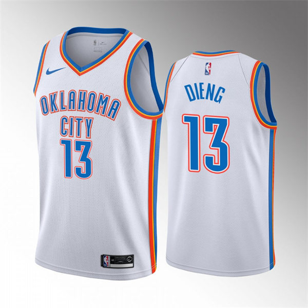 Mens Oklahoma City Thunder #13 Ousmane Dieng White Association Edition Jersey