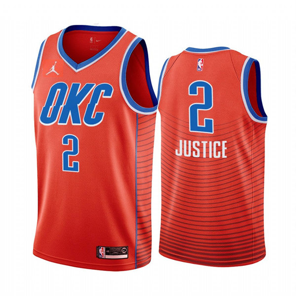 Mens Oklahoma City Thunder #2 Shai Gilgeous-Alexander Orange Statement Edition Jersey