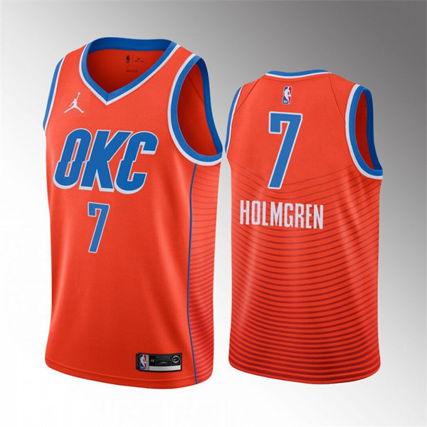 Mens Oklahoma City Thunder #7 Chet Holmgren Orange Statement Edition Jersey
