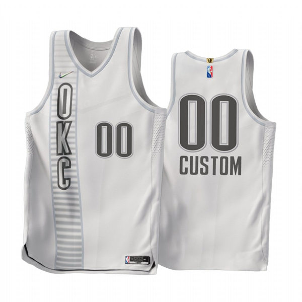 Mens Youth Oklahoma City Thunder Custom White Diamond Nike NBA75th Anniversary 2021-22 City Edition Jersey