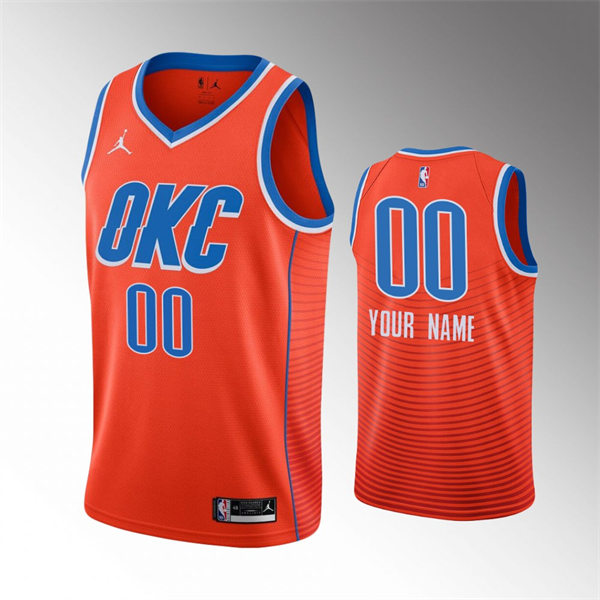 Mens Youth Oklahoma City Thunder Custom Orange Statement Edition Jersey