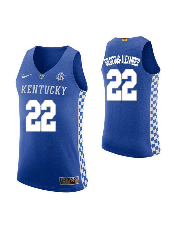 Mens Youth Kentucky Wildcats #22 Shai Gilgeous-Alexander  Royal College Basketball Game Jersey