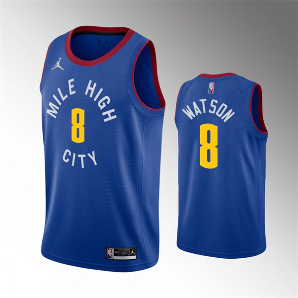 Mens Denver Nuggets #8 Peyton Watson Blue Statement Edition Jersey