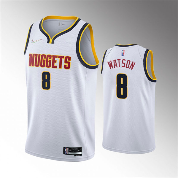 Mens Denver Nuggets #8 Peyton Watson White Association Edition Jersey