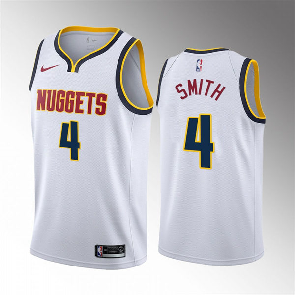 Mens Denver Nuggets #4 Ish Smith White Association Edition Jersey