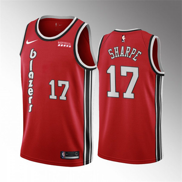 Mens Portland Trail Blazers #17 Shaedon Sharpe Red Hardwood Classics Swingman Jersey