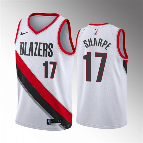 Mens Portland Trail Blazers #17 Shaedon Sharpe White Association Edition Jersey