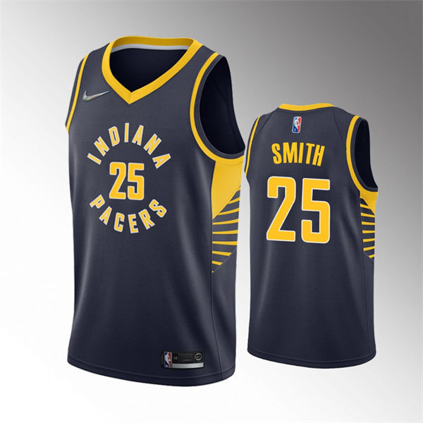 Mens Indiana Pacers #25 Jalen Smith Navy Diamond Badge Icon Edition Jersey