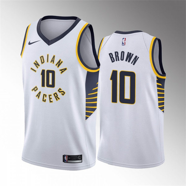 Mens Indiana Pacers #10 Kendall Brown White Association Edition Jersey
