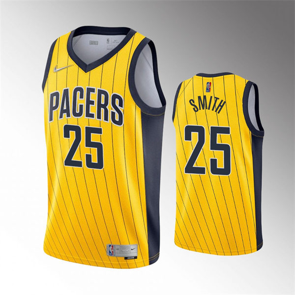 Mens Indiana Pacers #25 Jalen Smith Yellow 2021 Earned Edition Jersey