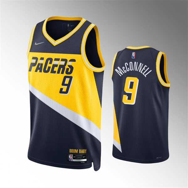 Mens Indiana Pacers #9 T.J. McConnell Navy Diamond Badge 2021-22 City Edition Jersey