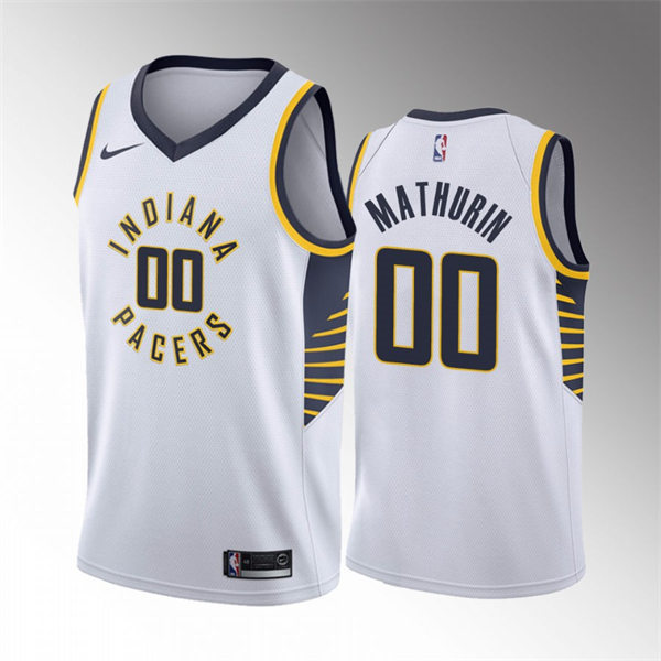 Mens Indiana Pacers #00 Bennedict Mathurin White Association Edition Jersey