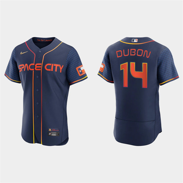Mens Houston Astros #14 Mauricio Dubon Navy 2022 City Connect Jersey