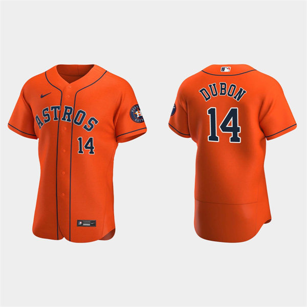 Mens Houston Astros #14 Mauricio Dubon  Orange Alternate Flexbase Jersey
