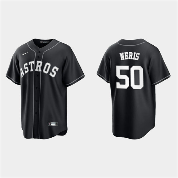 Mens Houston Astros #50 Hector Neris Nike Black White Collection Jersey