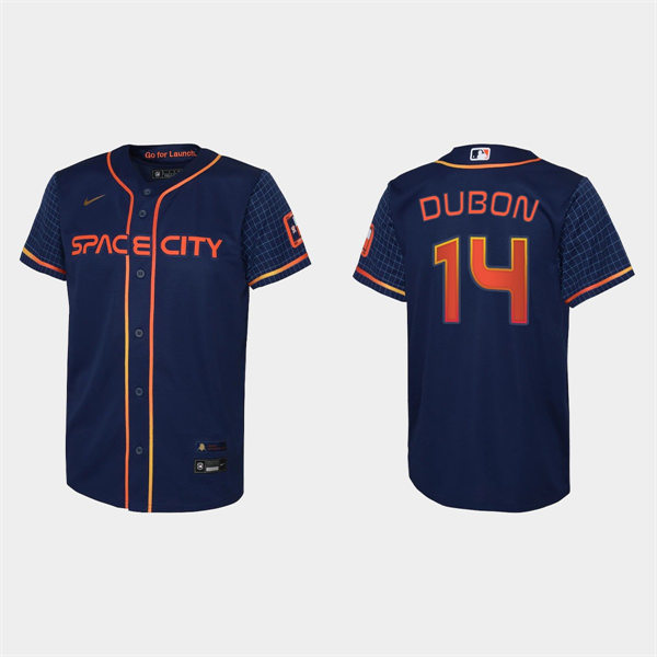 Youth Houston Astros #14 Mauricio Dubon Navy 2022 City Connect Jersey