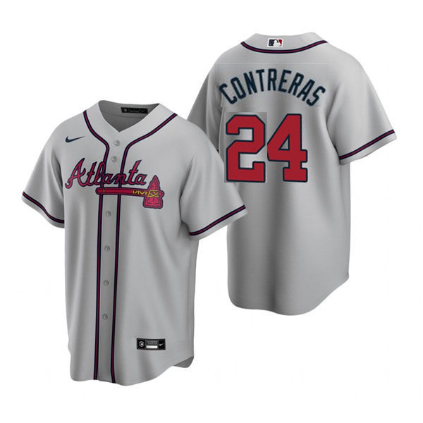 Mens Atlanta Braves #24 William Contreras Gray Road CoolBase Jersey