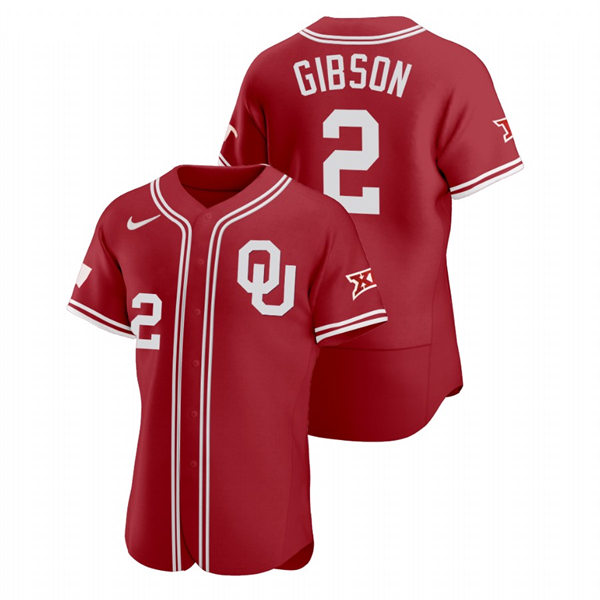 Mens Youth Oklahoma Sooners #2 Umoja Gibson Crimson College Baseball Limited Jersey