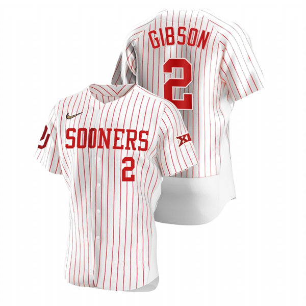 Mens Youth Oklahoma Sooners #2 Umoja Gibson White Pinstripe College Baseball Limited Jersey