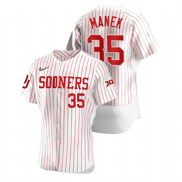 Mens Youth Oklahoma Sooners #35 Brady Manek White Pinstripe College Baseball Limited Jersey