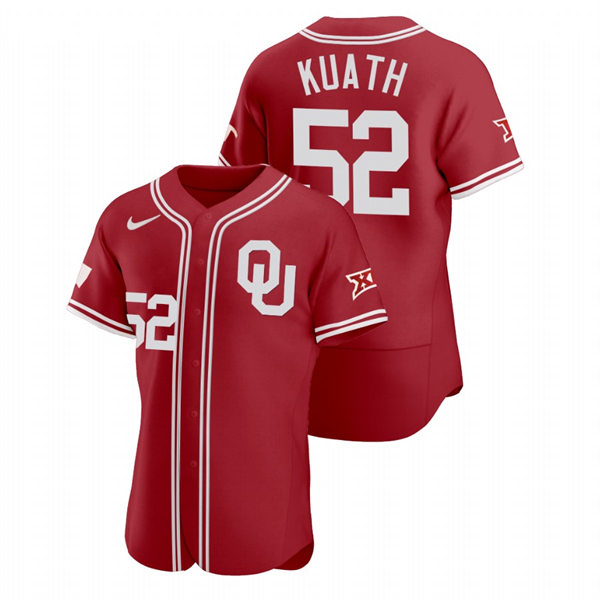 Mens Youth Oklahoma Sooners #52 Kur Kuath Crimson College Baseball Limited Jersey